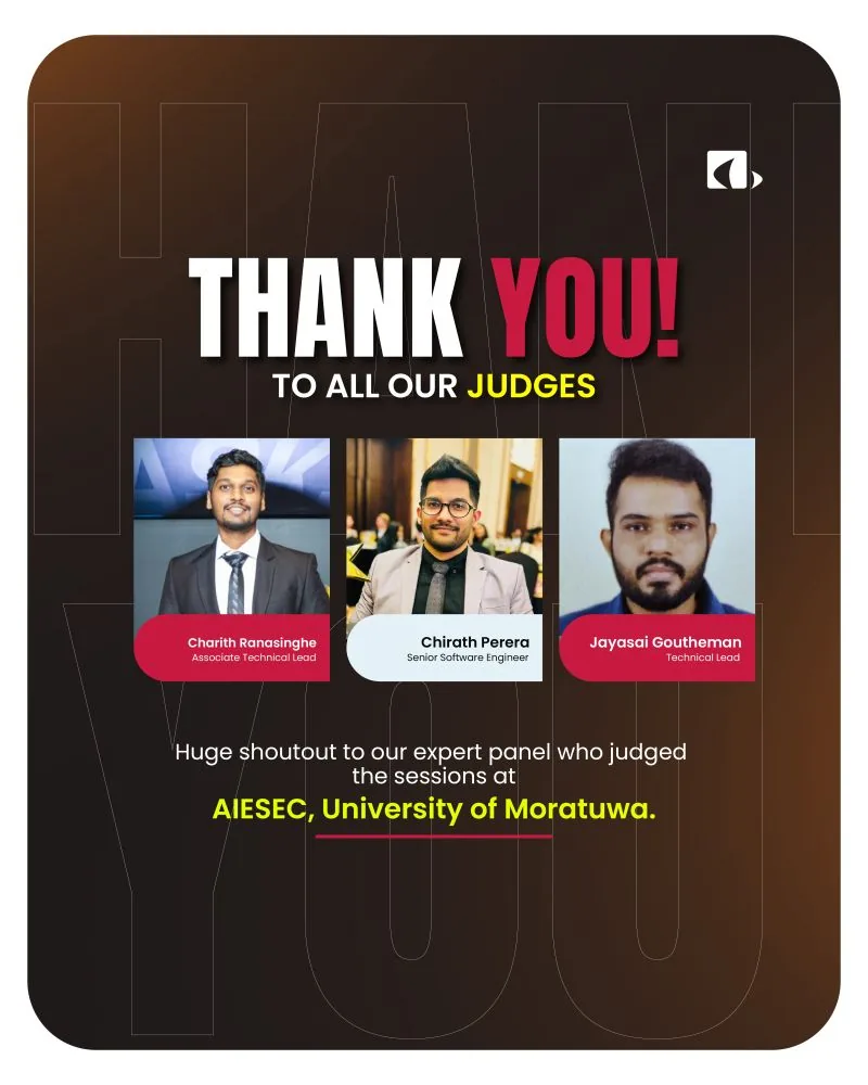 IDEALIZE 2025 "Thank you to all our judges" graphic showing the three judges, including Jay, Technical Lead